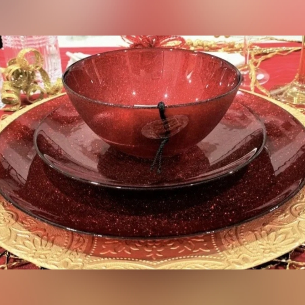 AKCAM Red Replacemwnt Bowl Glass Glitter  Handmade from Turkey NEW Sparkle